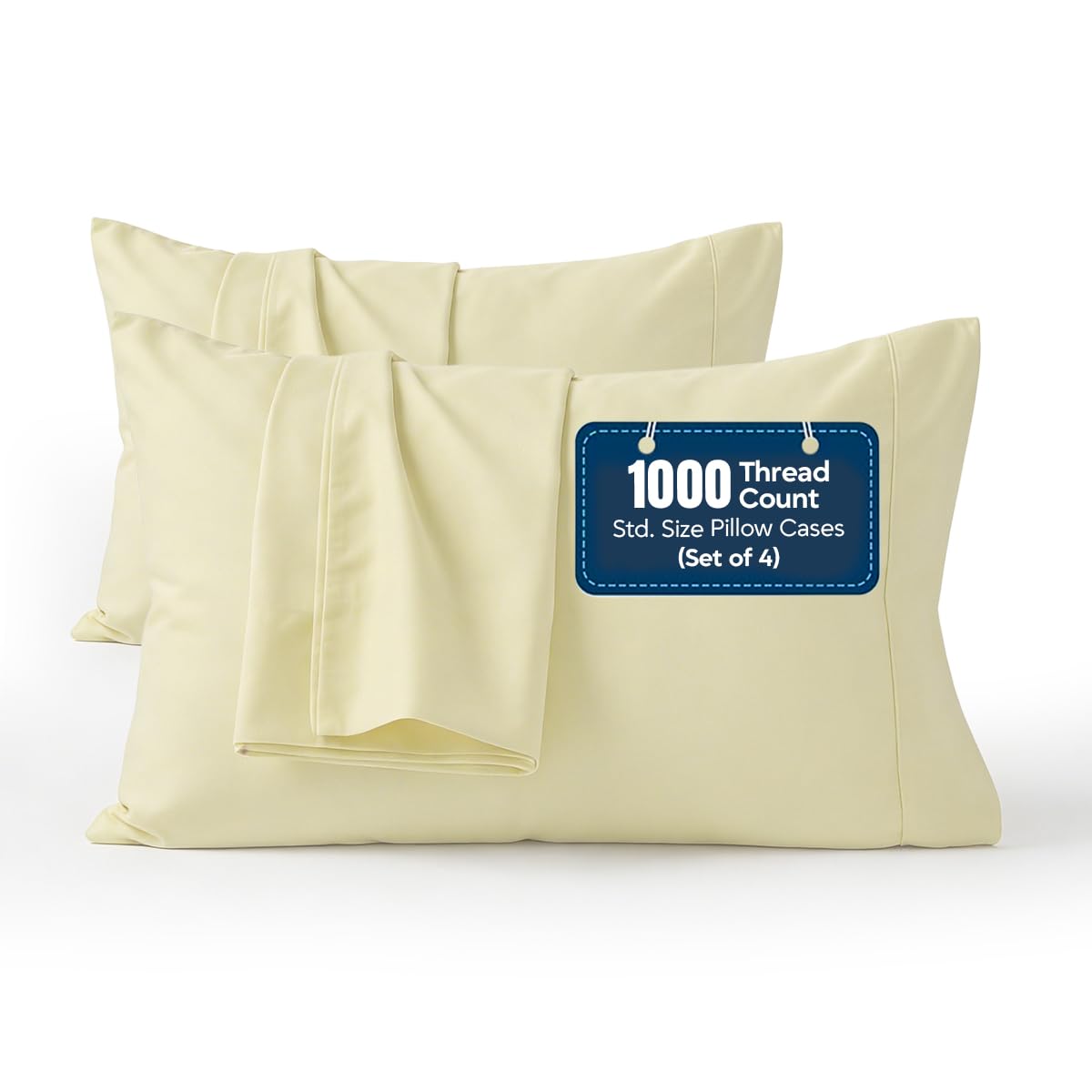 Hotel Collection Queen Pillow Cases Set of 4, 1000 TC Egyptian Cotton Pillow Covers, Ultra Soft Cooling Bed Bedding, White