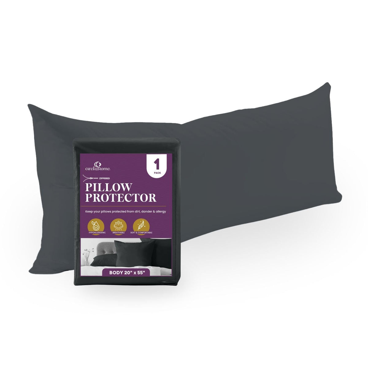 CirclesHome Pillow Protectors 4 Pack Standard Zippered - 100% Cotton Breathable Pillowcases - Protects Pillows from Dirt, Dust and Debri (Standard - Set of 4 - 20x26)
