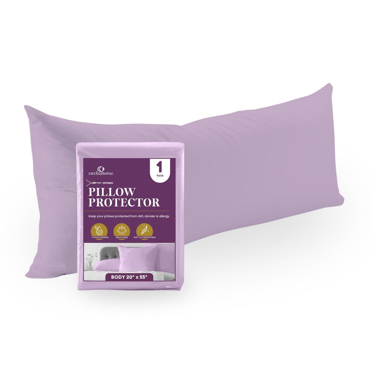 CirclesHome Pillow Protectors 4 Pack Standard Zippered - 100% Cotton Breathable Pillowcases - Protects Pillows from Dirt, Dust and Debri (Standard - Set of 4 - 20x26)