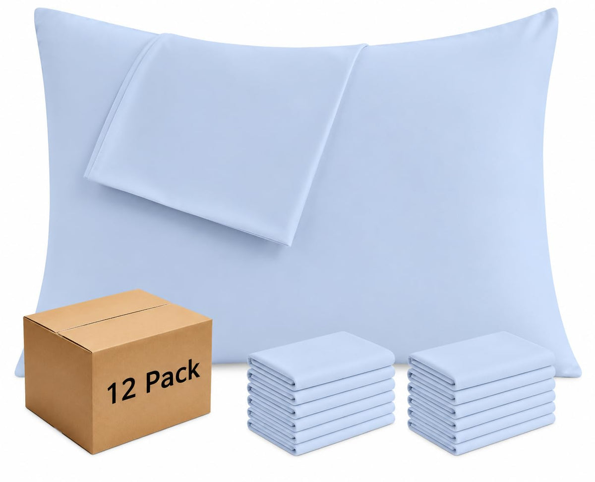 CULVE White Pillow Cases Standard 12 Pack, Microfiber Pillowcase, 20x26