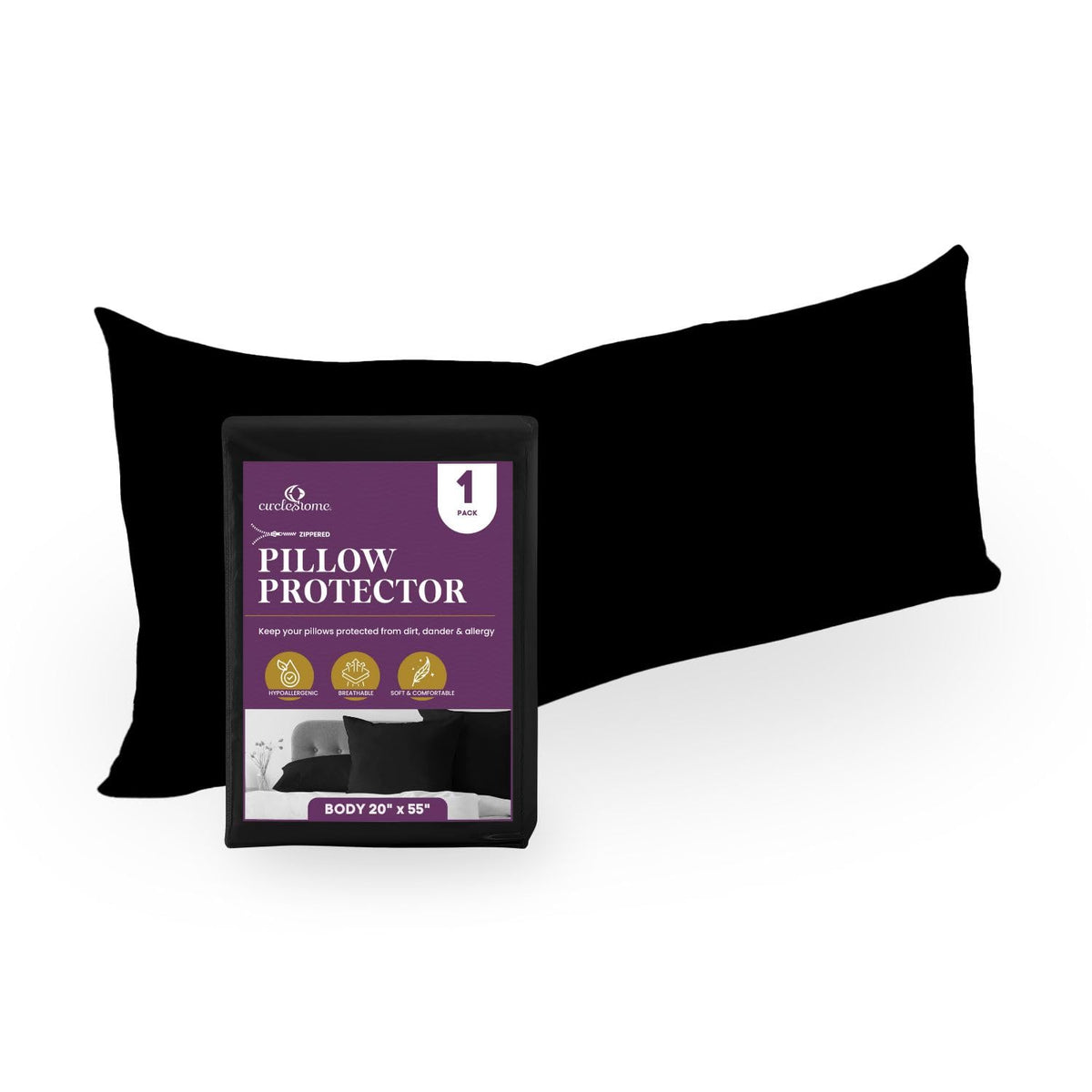 CirclesHome Pillow Protectors 4 Pack Standard Zippered - 100% Cotton Breathable Pillowcases - Protects Pillows from Dirt, Dust and Debri (Standard - Set of 4 - 20x26)