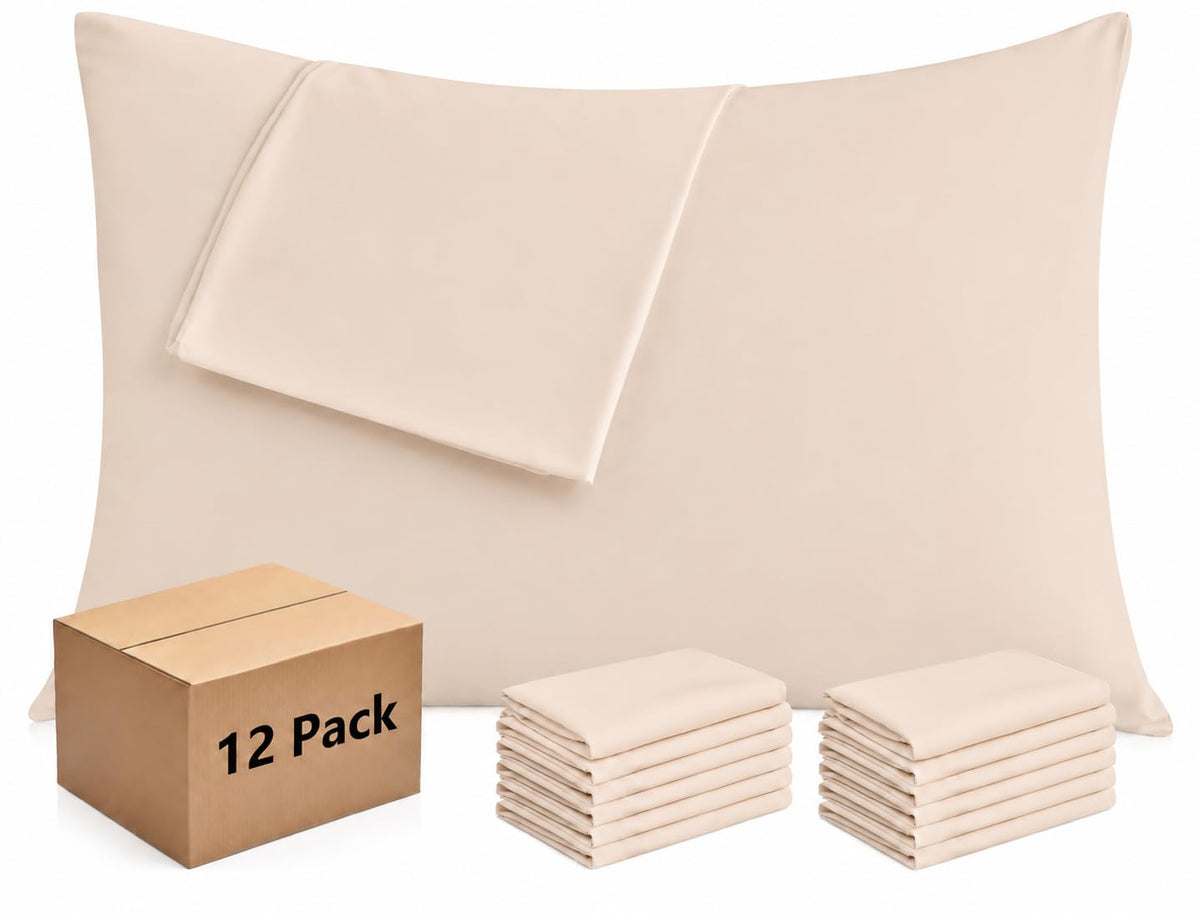 CULVE White Pillow Cases Standard 12 Pack, Microfiber Pillowcase, 20x26