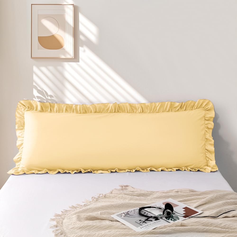 Ruffle Pillow Case Standard Size Set of 2, Pink, 20"x26"