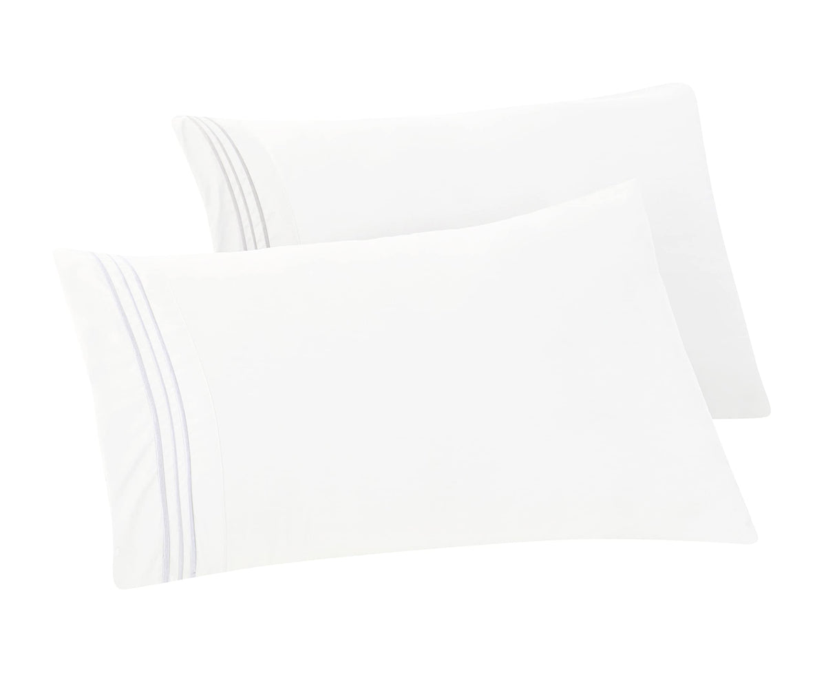 Elegant Comfort 4-PACK Solid Pillowcases 1500 Premium Hotel Quality Microfiber - Smooth Weave, Wrinkle and Stain Resistant, Easy Slip-On, 4-Piece Set, Standard/Queen Pillowcase, Gray