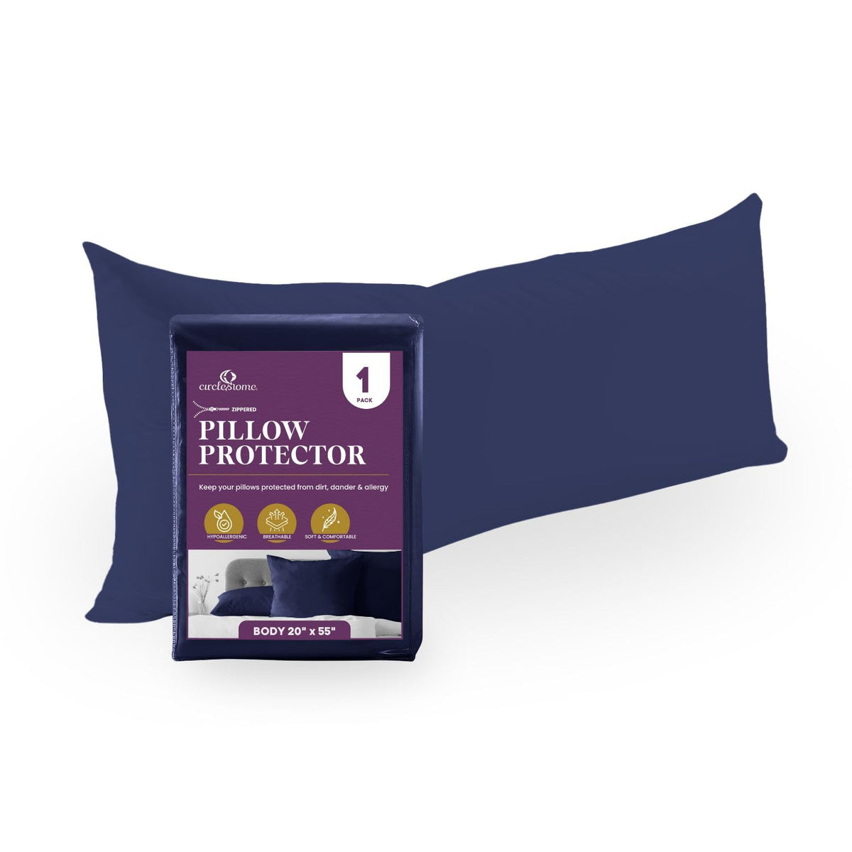 CirclesHome Pillow Protectors 4 Pack Standard Zippered - 100% Cotton Breathable Pillowcases - Protects Pillows from Dirt, Dust and Debri (Standard - Set of 4 - 20x26)