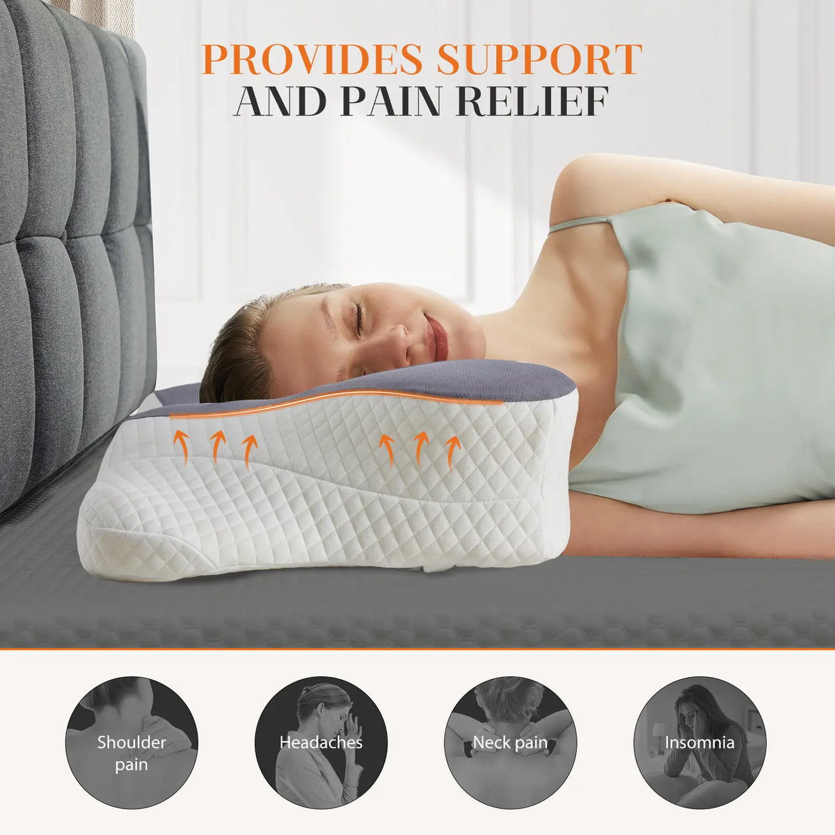 Sweetcrispy Anatomical Cervical Neck Pillow - 4.52" Higher Side, Flat Weave Breathable Removable Cover (Makes Cleaning Simple), Slow Rebound Memory Foam Cushioning, Shoulder Pain Relief, Cooling Bedding for Side Sleepers