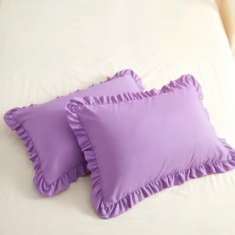 NTBAY Ruffled Pillow Shams, 1800 Series Brushed Microfiber, 2 Inch Ruffle Trim, Shabby Chic Decorative Cover, Envelope Closure, French Ruffle Pillowcase,Multi-Size, 2 Pack