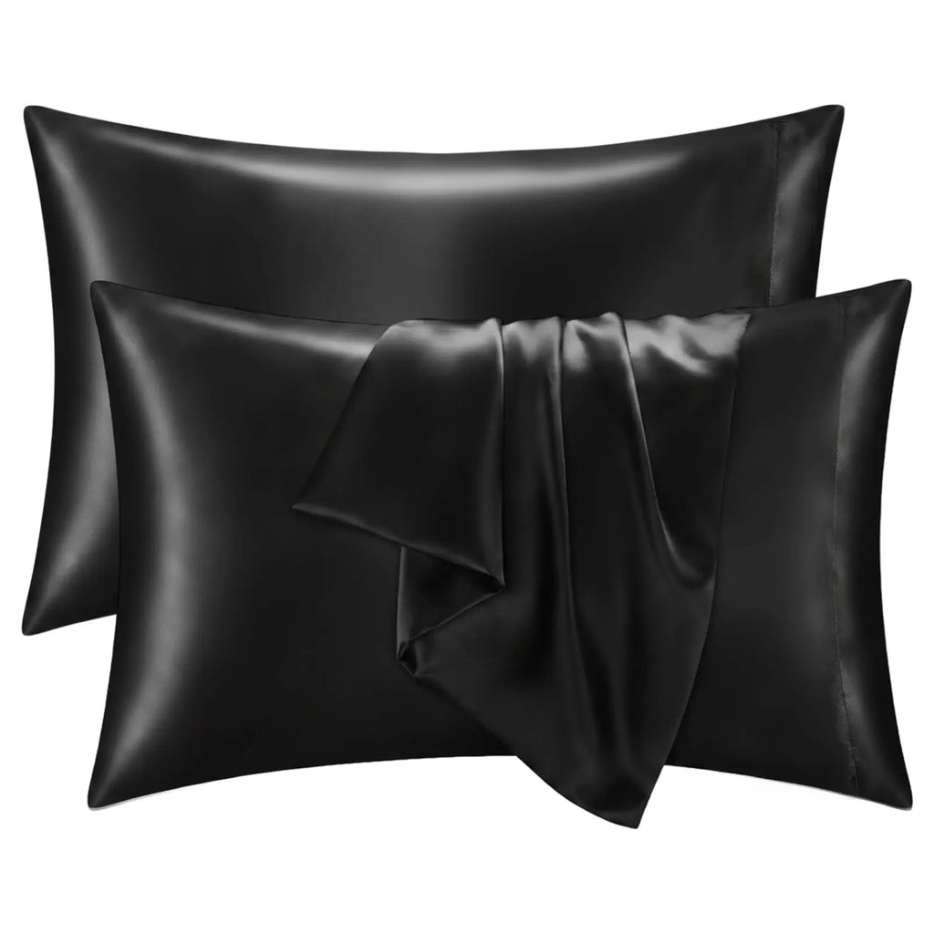 2-Pack Silk-Like Satin Cooling Pillow Cases - Queen Size 20x30in Bedding Pillow Covers with Envelope Closure, Durable Machine Washable Soft Silky Sheets Decorative Bedding for Hair and Skin