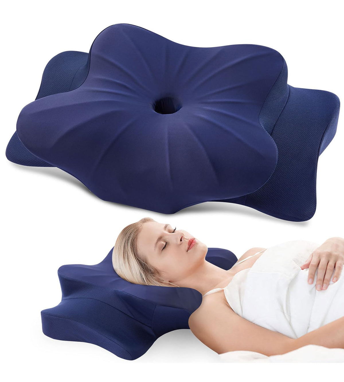 DONAMA Cervical Pillow for Neck and Shoulder Pain Relief, Cooling Contour Memory Foam Pillow, Dual-Height Ergonomic Neck Support Pillow for Side Back Stomach Sleepers with Removable Pillowcase
