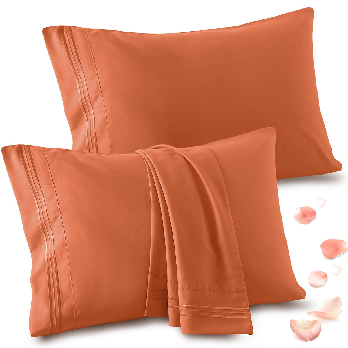 Vonty 2 Pack Sage Green Standard Pillowcases, 20x26, 1800 Microfiber