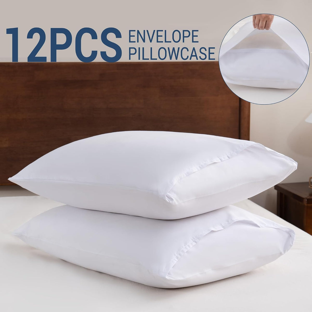 CULVE White Pillow Cases Standard 12 Pack, Microfiber Pillowcase, 20x26