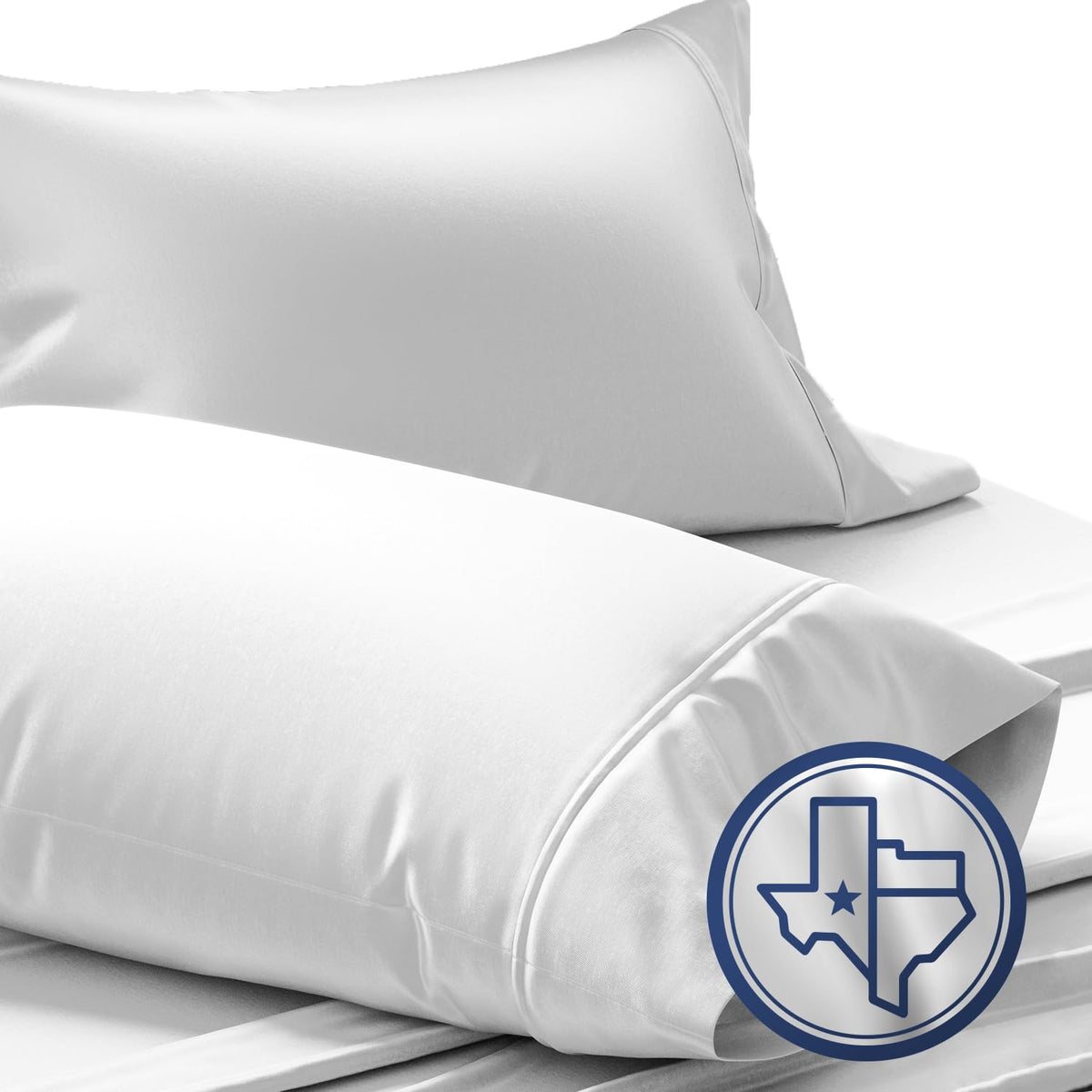 TEXAS LINEN CO. Luxury Egyptian Cotton King White Pillow Cases Set of 2-1000 Series Lonestar Lovin' Collection Pillowcases for Sleeping, Cooling Pillow Cover, Extra Long Staple Hotel Pillowcases