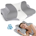 Cervical Pillow for Neck Pain Relief, Ergonomic Neck Pillow for Sleeping, Contour Side Sleeper Pillow for Neck Support, Orthopedic Cooling Memory Foam Pillows for Back Stomach Sleepers (Grey& White)