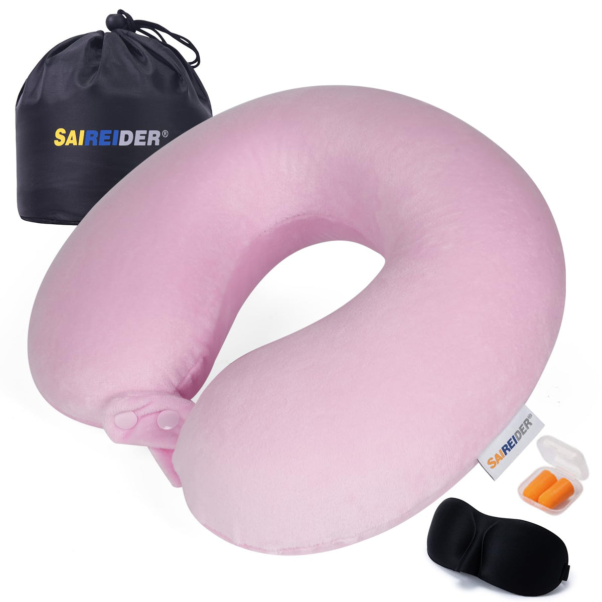 SAIREIDER Neck Pillows for Travel-Head Neck Support Travel Pillow for Traveling, Car, Home, Office Adjustable(Navy Blue)