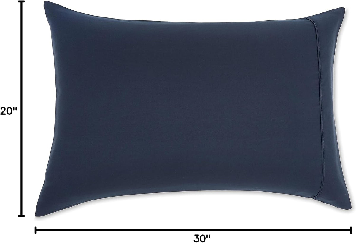 Amazon Basics Standard Pillowcases Set of 2 - Lightweight, Super Soft Easy Care Microfiber, Navy Blue, 30" L x 20" W, Pillows Not Included