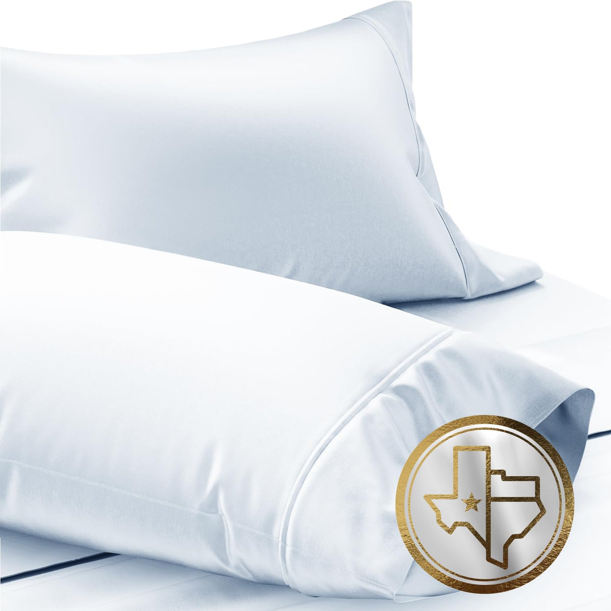 TEXAS LINEN CO. Luxury Egyptian Cotton King White Pillow Cases Set of 2-1000 Series Lonestar Lovin' Collection Pillowcases for Sleeping, Cooling Pillow Cover, Extra Long Staple Hotel Pillowcases