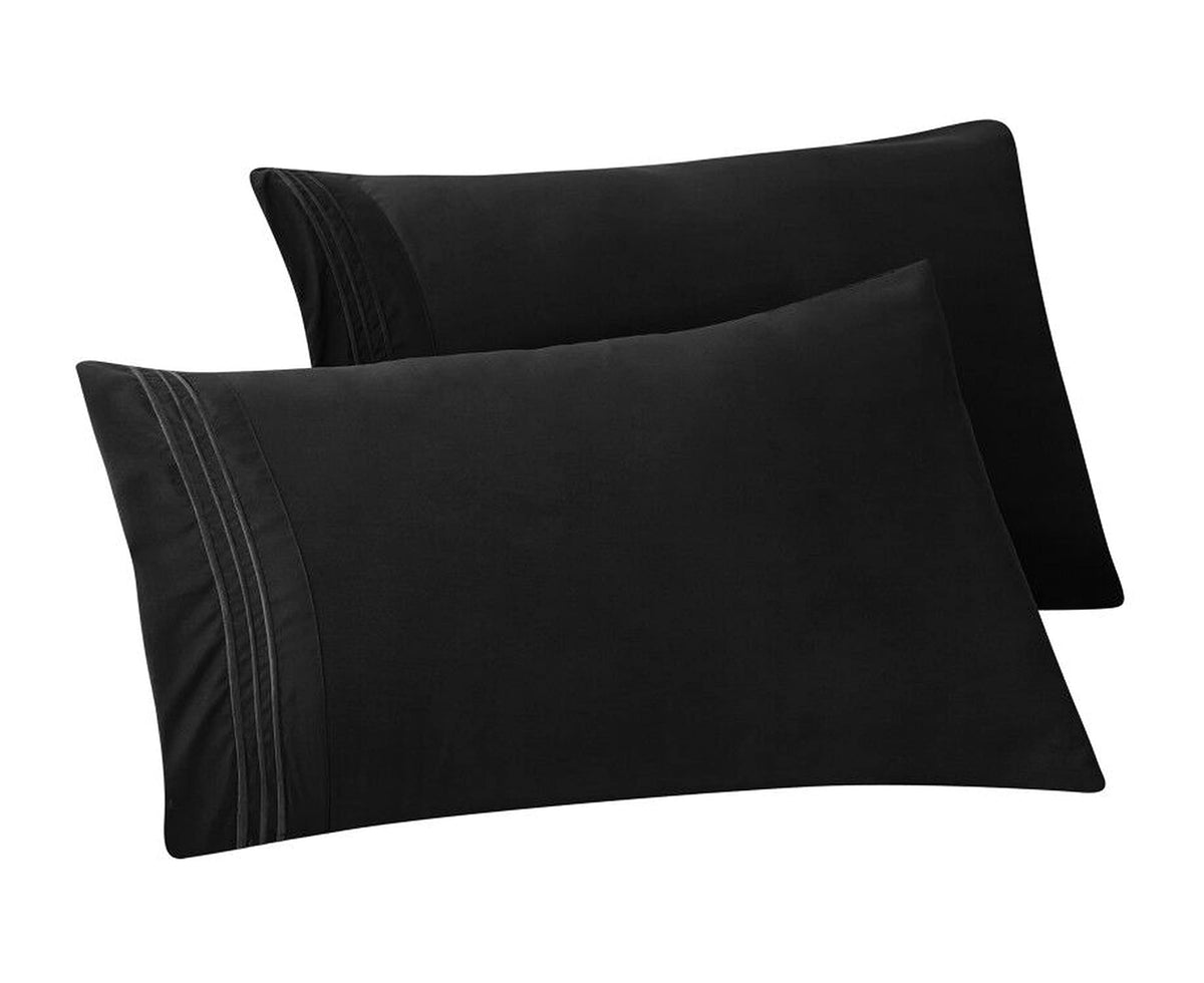 Elegant Comfort 4-PACK Solid Pillowcases 1500 Premium Hotel Quality Microfiber - Smooth Weave, Wrinkle and Stain Resistant, Easy Slip-On, 4-Piece Set, Standard/Queen Pillowcase, Gray