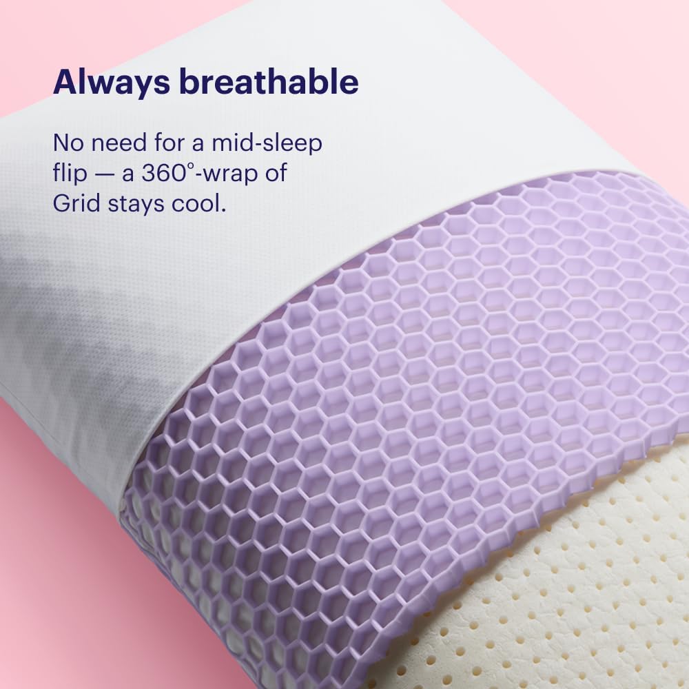 Purple Harmony Pillow - Low Loft, Standard Size - Cooling Gel Neck Pillow