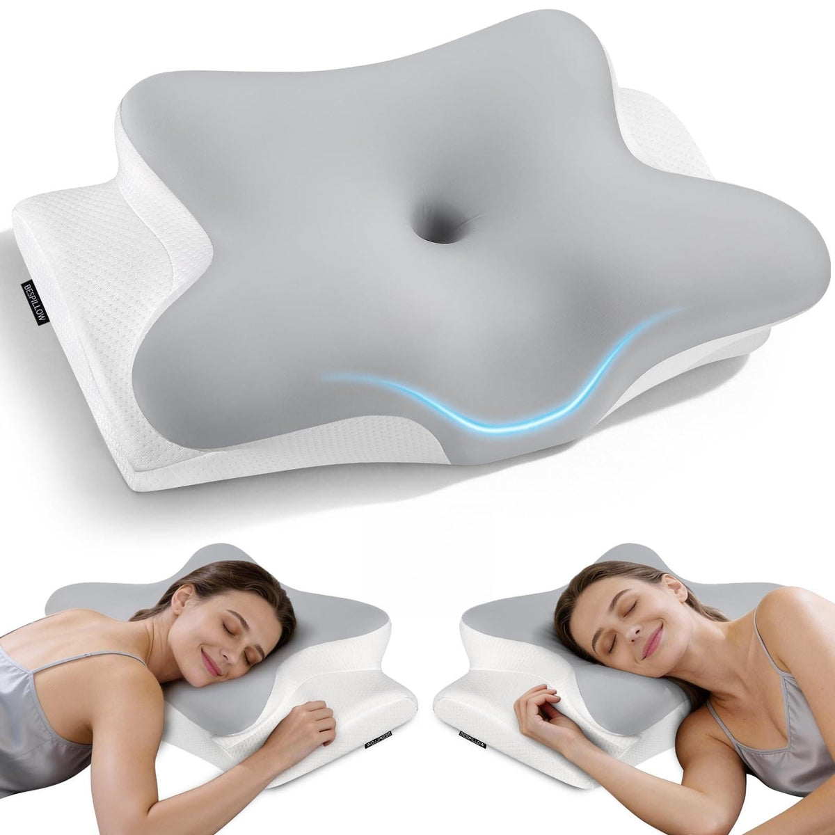 Cervical Neck Pillow for Pain Relief - Ergonomic Pillow Side Sleeper Pillow for Sleeping, Orthopedic Bed Pillow Neck Support Pillow, Contour Memory Foam Pillows for Side Back Sleepers