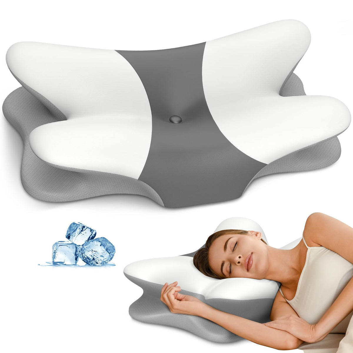 Cervical Neck Pillow for Pain Relief - Ergonomic Pillow for Neck Support, Contour Memory Foam Pillows for Sleeping, Orthopedic Bed Pillow for Side Back Stomach Sleepers(Blue)