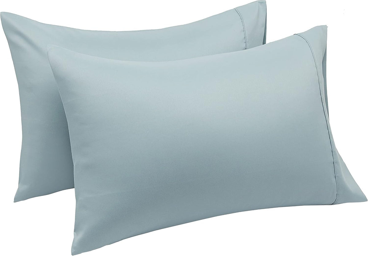 Amazon Basics Standard Pillowcases Set of 2 - Lightweight, Super Soft Easy Care Microfiber, Spa Blue, 30" L x 20" W, Pillows Not Included