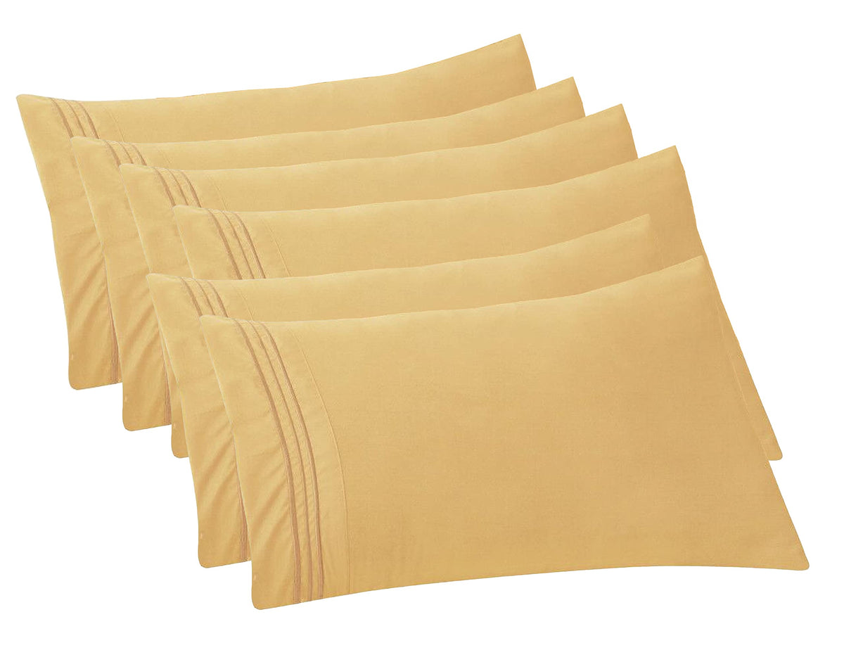 Elegant Comfort 4-PACK Solid Pillowcases 1500 Premium Hotel Quality Microfiber - Smooth Weave, Wrinkle and Stain Resistant, Easy Slip-On, 4-Piece Set, Standard/Queen Pillowcase, Gray