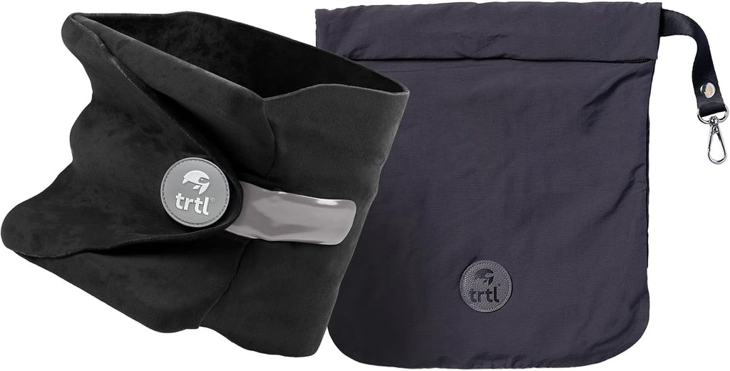 Trtl Pillow - Scientifically Proven Neck Support Travel Pillow for Airplanes - Lightweight and Machine Washable - Ergonomic Design for Traveling on Cars and Trains - Black