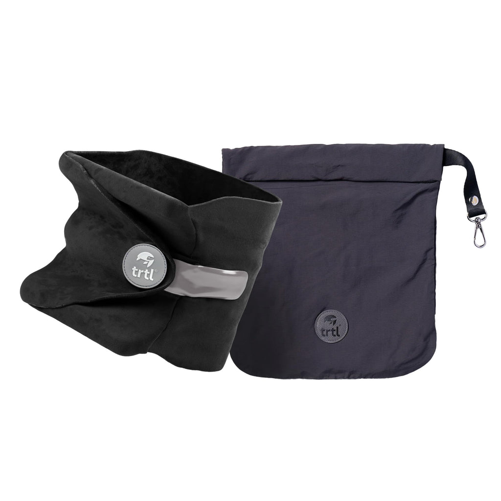 Trtl Pillow - Scientifically Proven Neck Support Travel Pillow for Airplanes - Lightweight and Machine Washable - Ergonomic Design for Traveling on Cars and Trains - Black