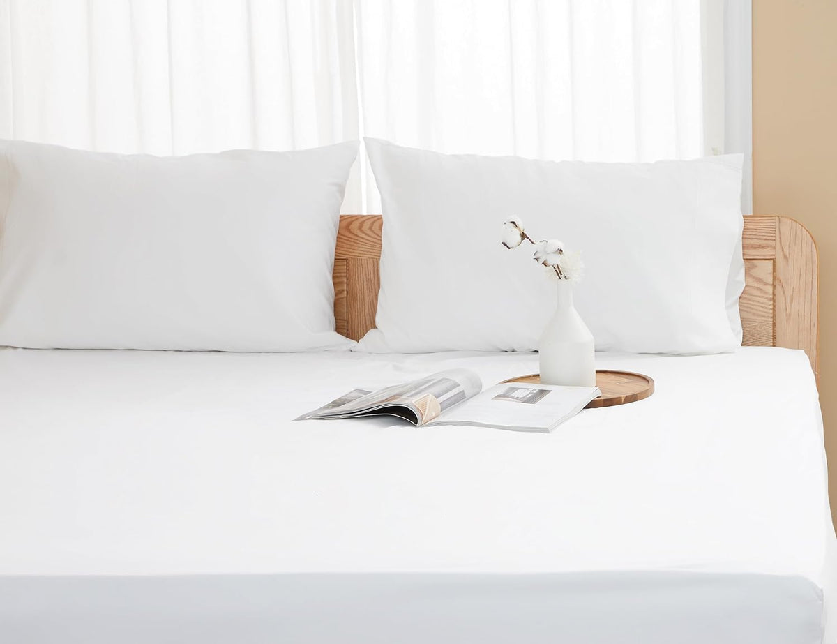 Pillow Cases Standard Queen Size 100% Cotton Percale Set of 2, White