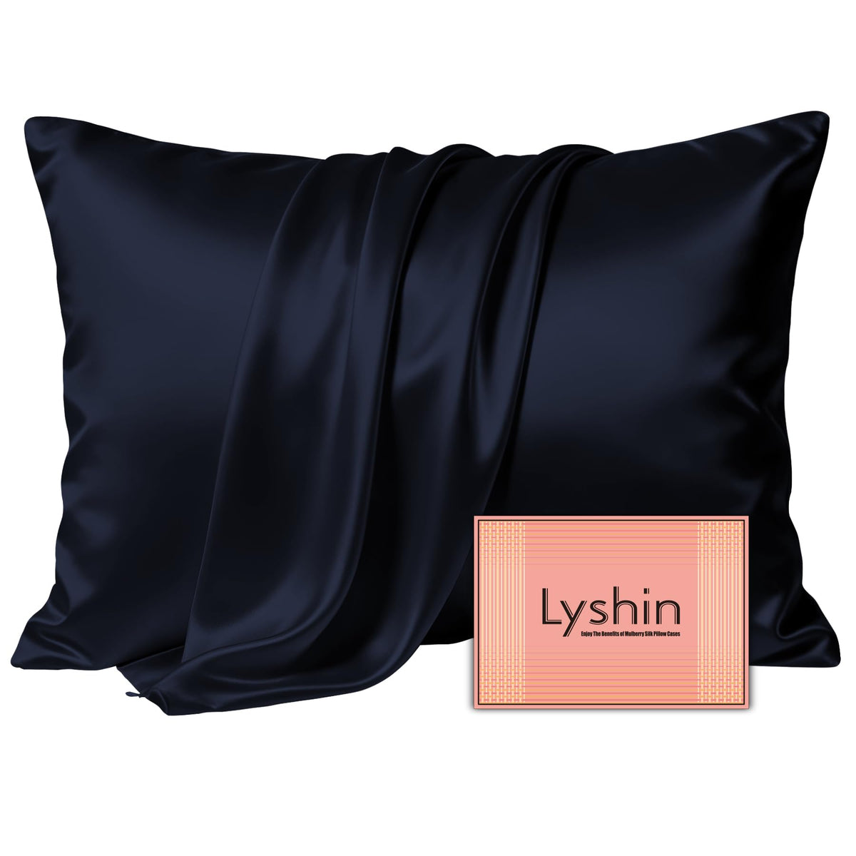 LYSHIN White Silk Pillow Cases Standard Size with Hidden Zipper