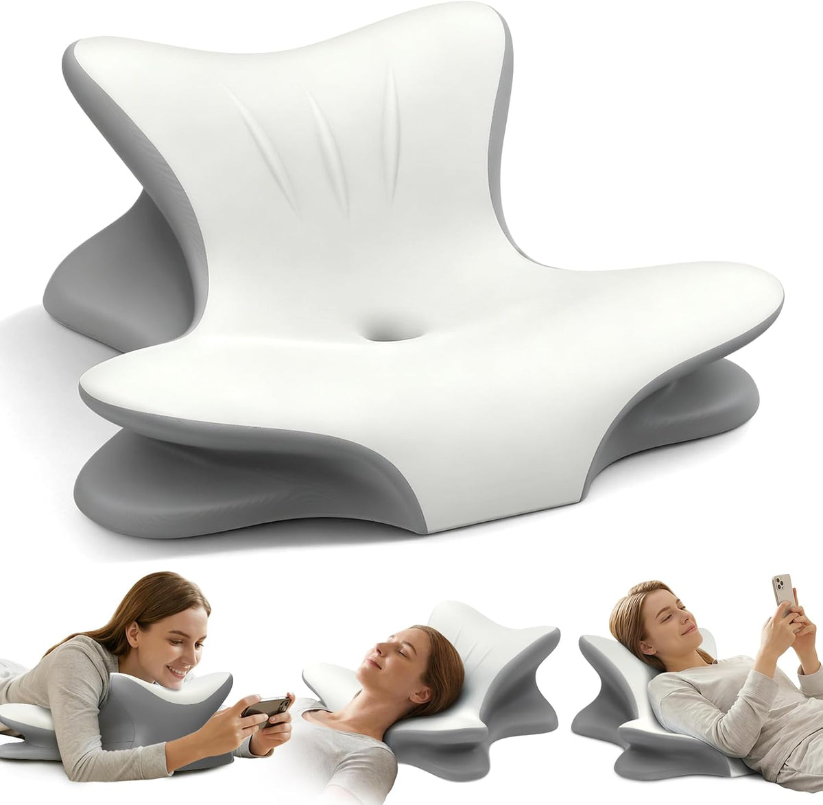 Cervical Neck Pillow for Pain Relief, Ergonomic Reading Pillow for Bed, Contour Wedge Pillow Back Support Pillow, Orthopedic Memory Foam Pillows for Sleeping, Use Lying Reading