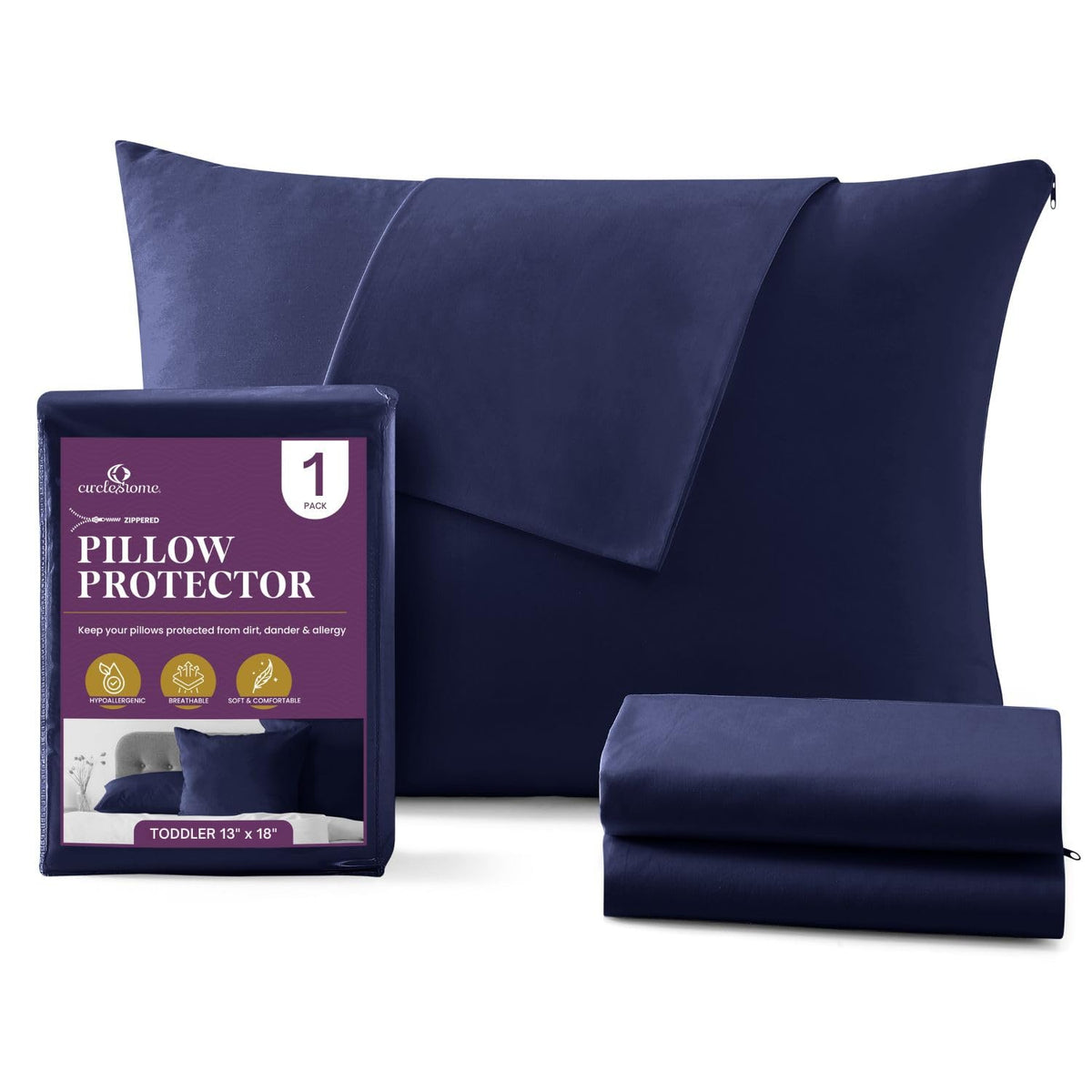 CirclesHome Pillow Protectors 4 Pack Standard Zippered - 100% Cotton Breathable Pillowcases - Protects Pillows from Dirt, Dust and Debri (Standard - Set of 4 - 20x26)