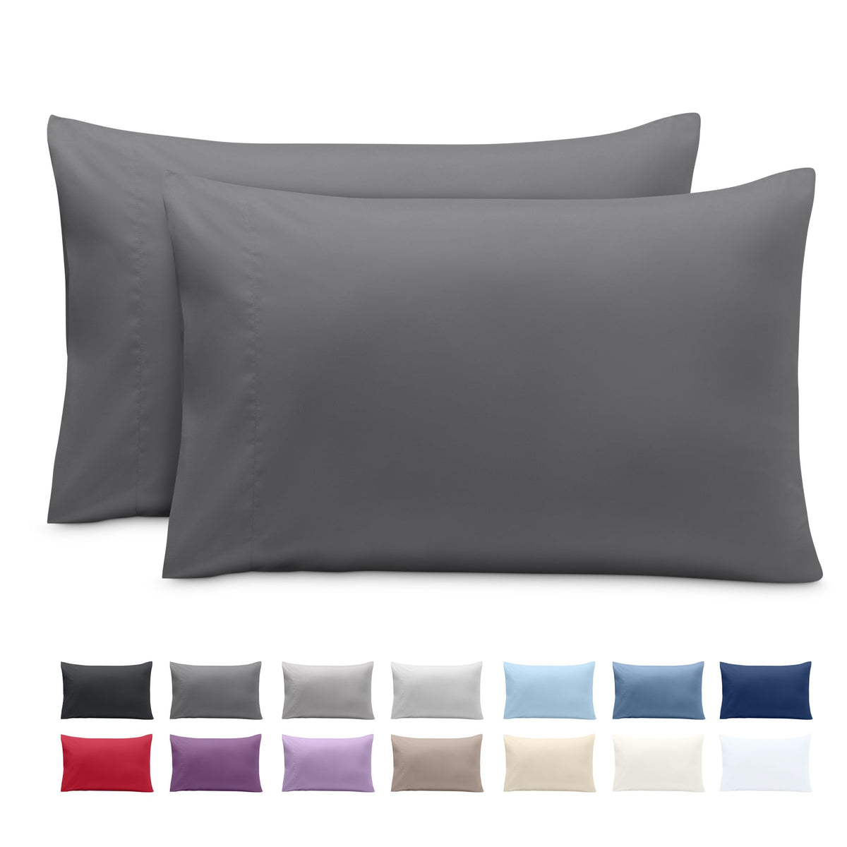 Bare Home Pillowcases Open End (Standard Set of 2, Grey)