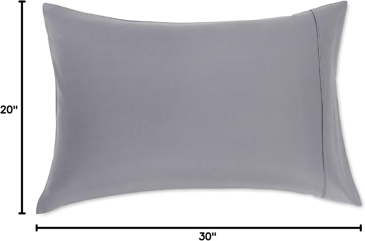Amazon Basics Standard Pillowcases Set of 2 - Lightweight, Super Soft Easy Care Microfiber, Dark Gray, 30" L x 20" W, Pillows Not Included
