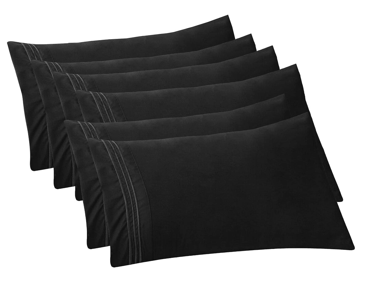 Elegant Comfort 4-PACK Solid Pillowcases 1500 Premium Hotel Quality Microfiber - Smooth Weave, Wrinkle and Stain Resistant, Easy Slip-On, 4-Piece Set, Standard/Queen Pillowcase, Gray
