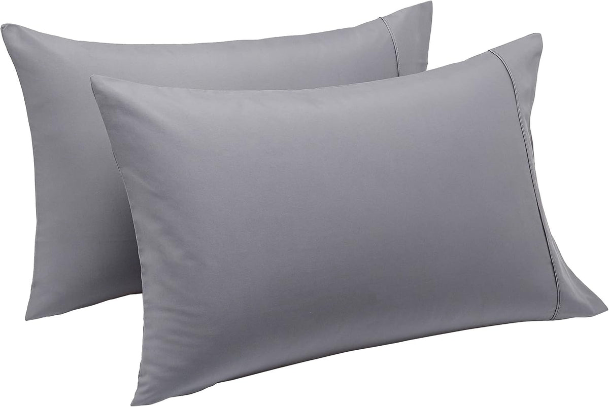 Amazon Basics Standard Pillowcases Set of 2 - Lightweight, Super Soft Easy Care Microfiber, Dark Gray, 30" L x 20" W, Pillows Not Included