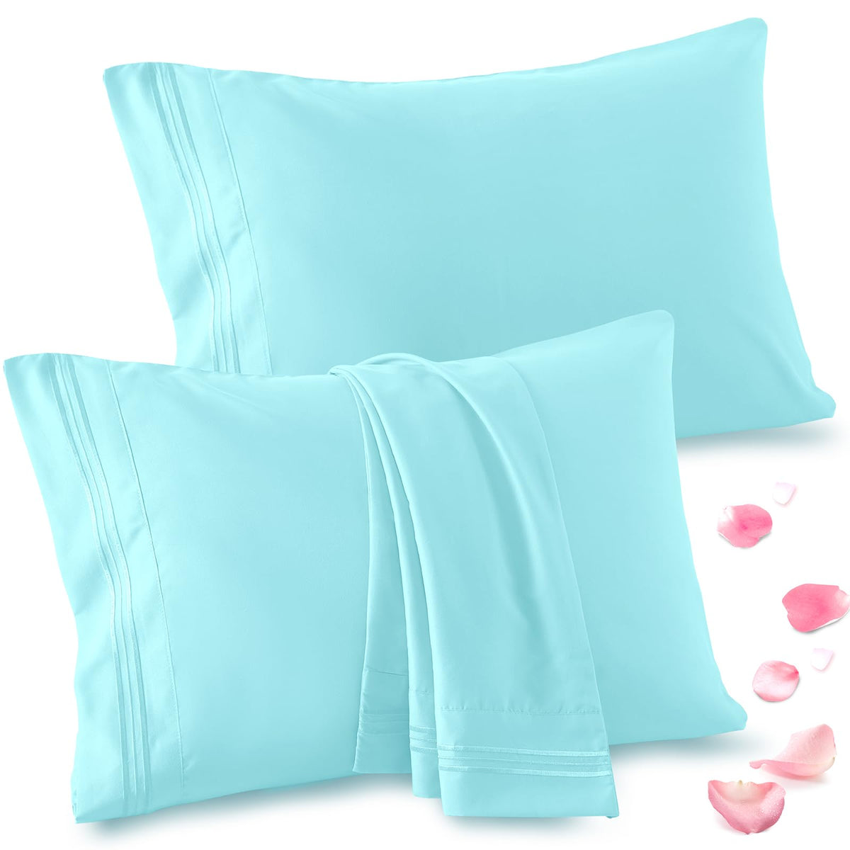 Vonty 2 Pack Sage Green Standard Pillowcases, 20x26, 1800 Microfiber