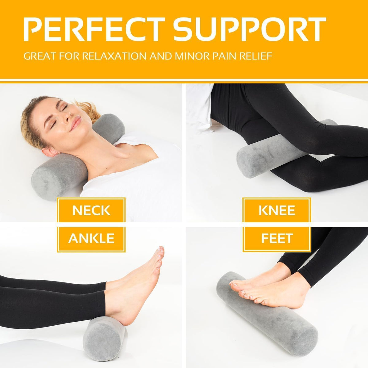 AllSett Health Firm Round Bolster Pillow - Memory Foam Cervical Neck Roll Pillow for Sleeping