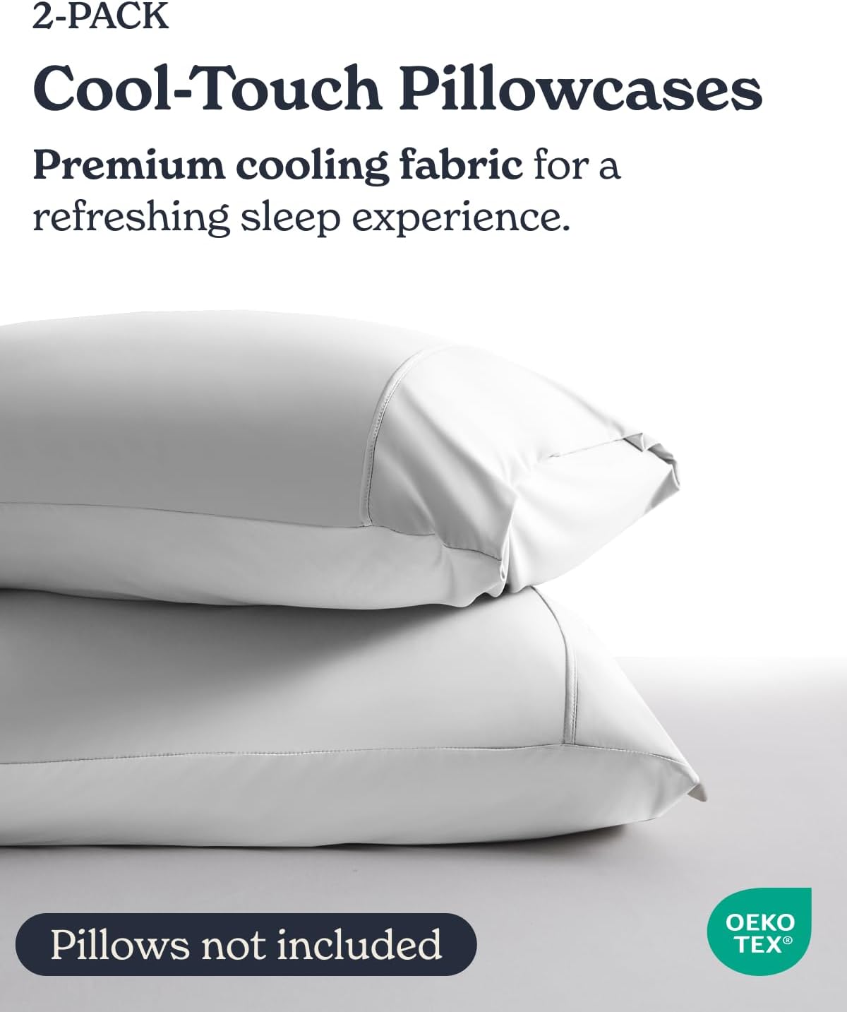 Beckham Hotel Collection Cooling Pillowcases for Hot Sleepers, King Size Set of 2, Cool Bedding, Envelope Closure, Silky Soft, Breathable, Moisture-Wicking, White