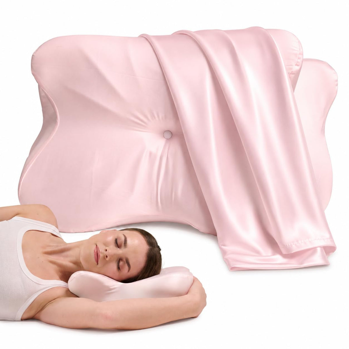 Derila Ergo Cervical Neck Pillow for Sleeping Pillow Contour Memory Foam Pillows for Back, Side Sleeper Pillows 21.25 x 14.17 x 4.72 inches