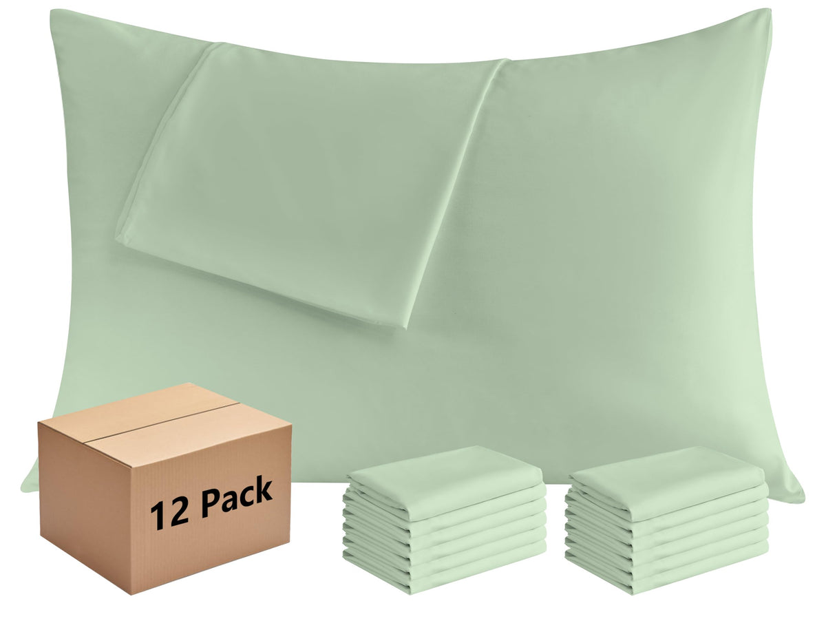 CULVE White Pillow Cases Standard 12 Pack, Microfiber Pillowcase, 20x26