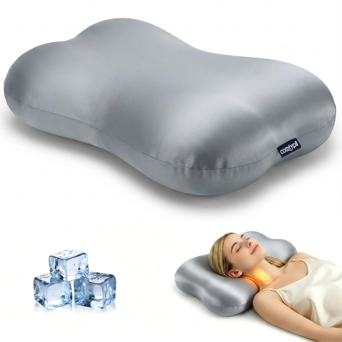 Cervical Neck Pillow for Sleeping, Memory Foam Pillows, White