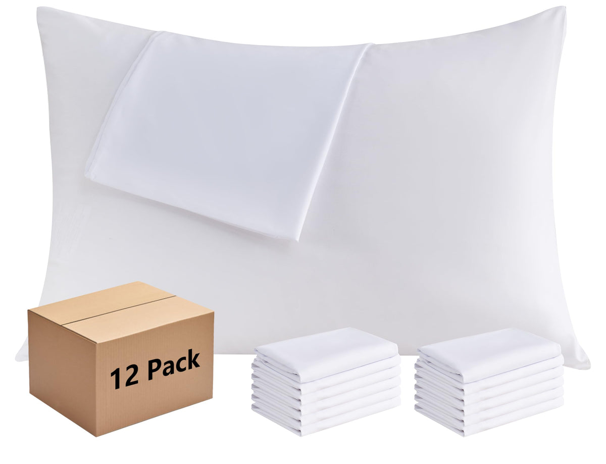 CULVE White Pillow Cases Standard 12 Pack, Microfiber Pillowcase, 20x26