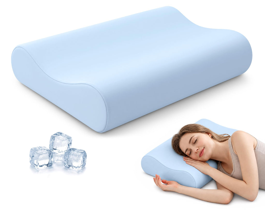 AM AEROMAX 32" King Contour Memory Foam Pillow for Neck Pain Relief, White