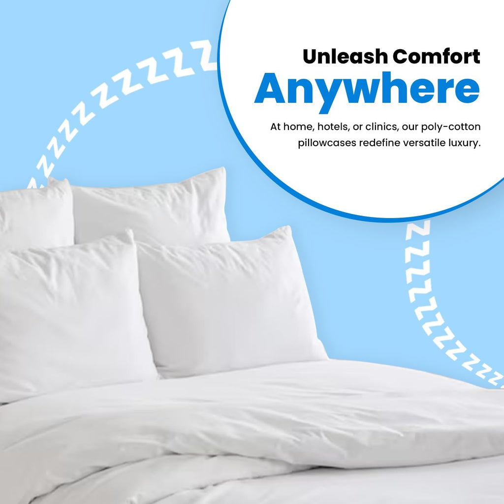 Avalon Bedding Pillow Cases Standard Size White Pillow Cases Set of 12 Cotton Blend 200 TC Soft & Breathable Perfect for Home & Hospital, Hotel Quality Queen Pillow Protectors 30x20 Inches
