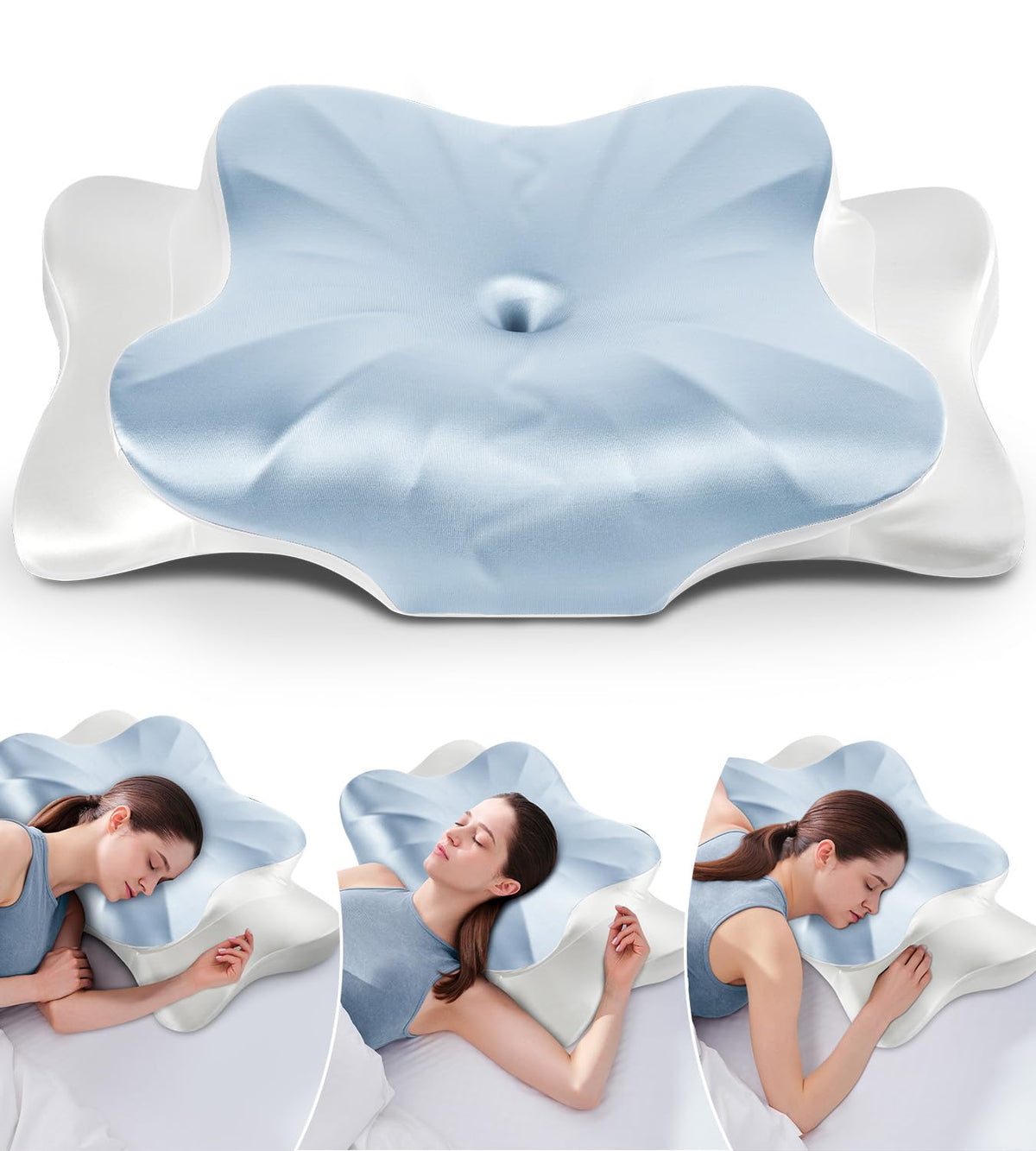 DONAMA Cervical Pillow for Neck and Shoulder Pain Relief, Cooling Contour Memory Foam Pillow, Dual-Height Ergonomic Neck Support Pillow for Side Back Stomach Sleepers with Removable Pillowcase