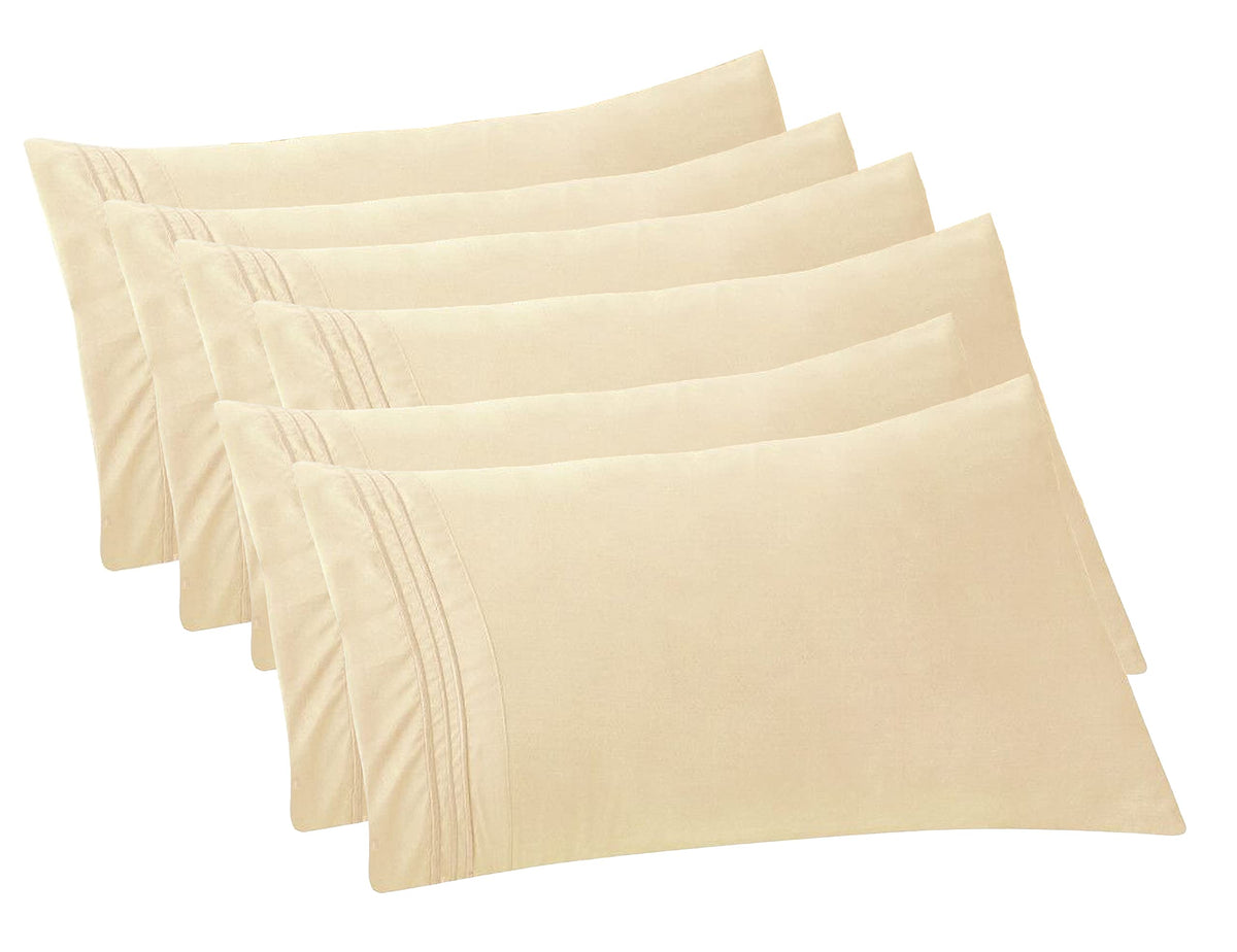 Elegant Comfort 4-PACK Solid Pillowcases 1500 Premium Hotel Quality Microfiber - Smooth Weave, Wrinkle and Stain Resistant, Easy Slip-On, 4-Piece Set, Standard/Queen Pillowcase, Gray