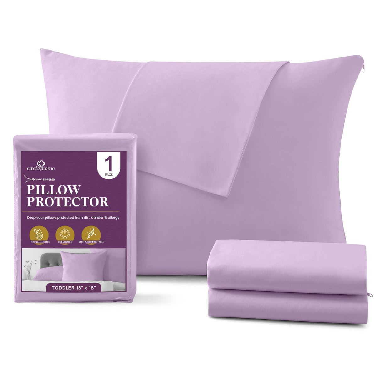 CirclesHome Pillow Protectors 4 Pack Standard Zippered - 100% Cotton Breathable Pillowcases - Protects Pillows from Dirt, Dust and Debri (Standard - Set of 4 - 20x26)