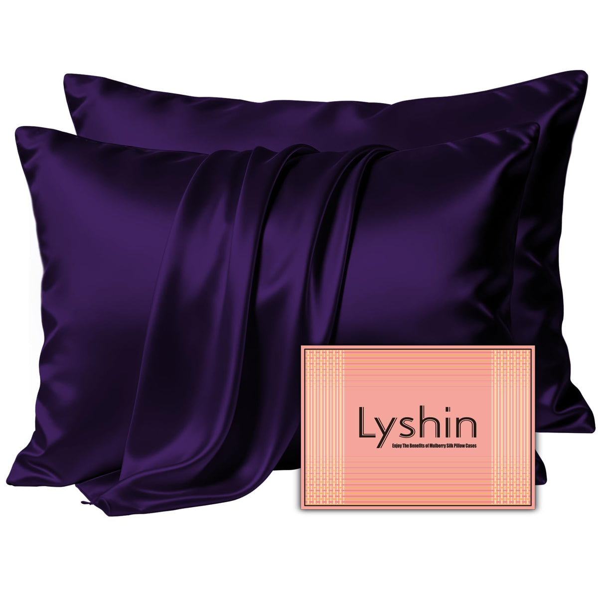 LYSHIN White Silk Pillow Cases Standard Size with Hidden Zipper