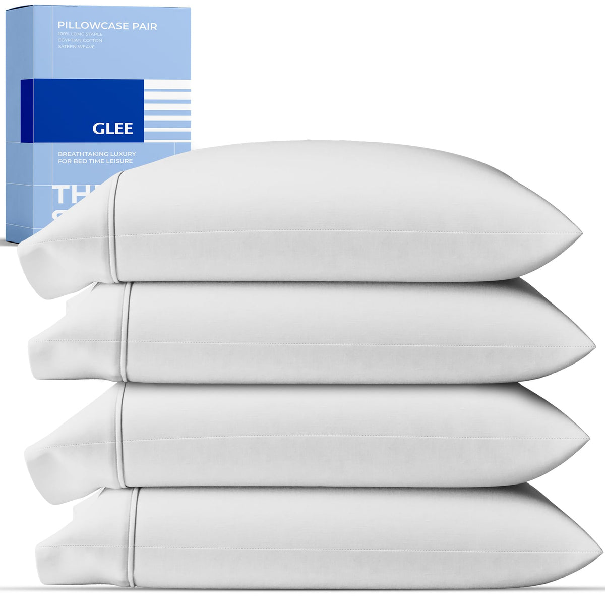 THREAD SPREAD 100% Cotton Pillow Cases Queen Size Set of 2 - Luxury 400 Thread Count Queen Pillow Cases (White), Soft Cooling Breathable Hotel Cotton Pillowcases, Fits Standard Pillows